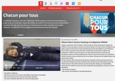 Donation de matériel avec CHACUN POUR TOUS – Emission radio de Jean Marc Richard  – RTS suisse
